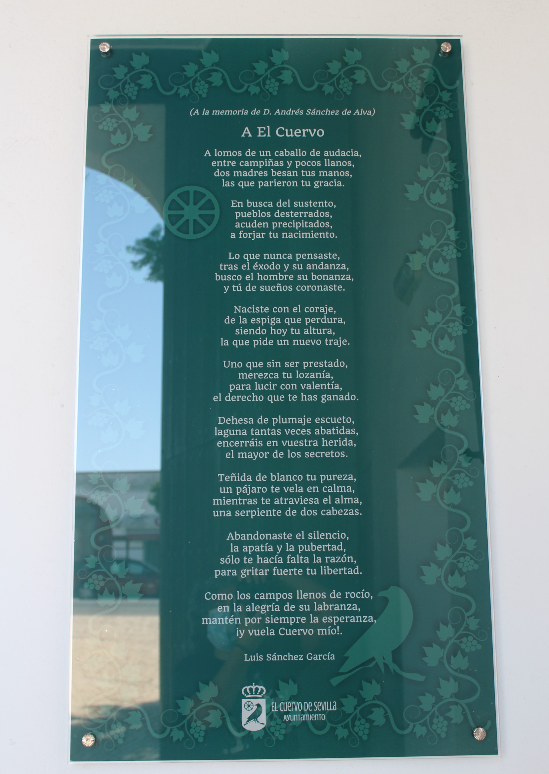 Placa poema Luis Sánchez